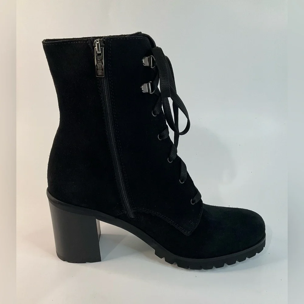 La Canadienne Parkera Women's Black Suede Lace Up Zip Casual Mid Boots - Picture 6 of 11